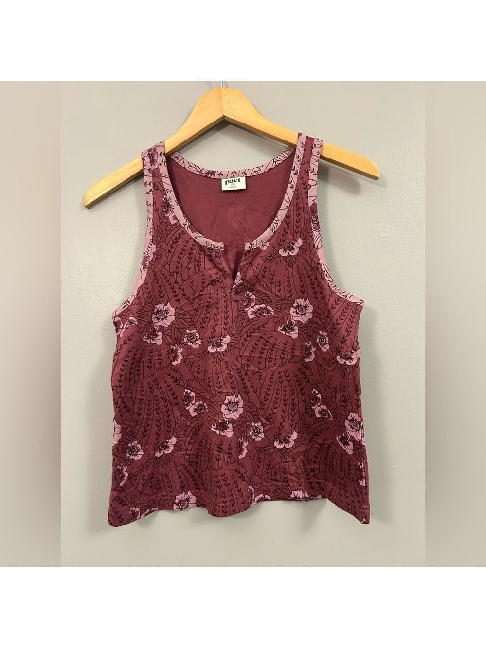 Pact Purple Floral XS Tank Top Organic Cotton